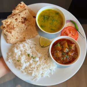 Dal Fry+ Aloo Subji (dry)+ 4 Chapati+ Rice+ Salad
