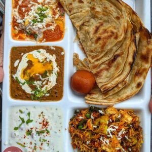Matar Paneer+ Mix Veg(Dry)+ 4 Ghee Chapati+ Rice+ Raita+Salad